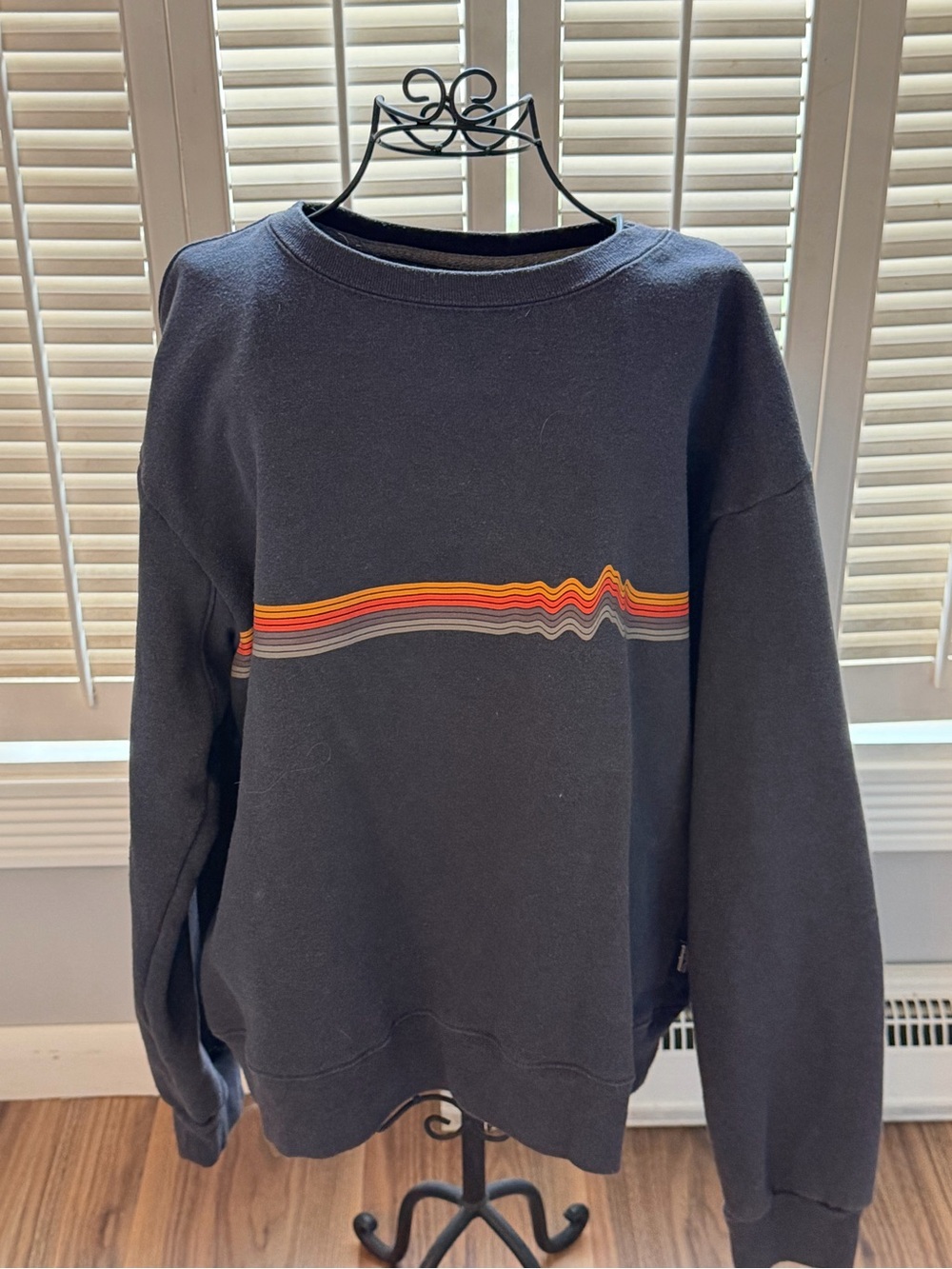 Patagonia Black Crewneck Sweatshirt with Multicolor Stripe
